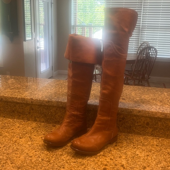 Timberland Shoes - Timberland Lucille Brown Leather Tall Over The Knee Boots Flats 8